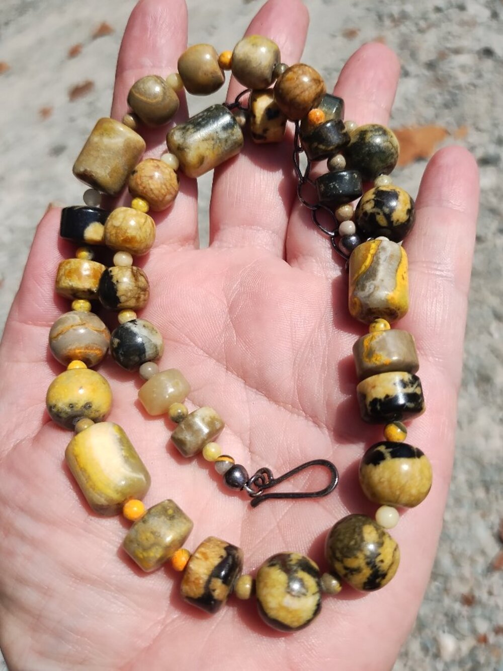 Jay King DTR mine finds Bumble Bee Jasper necklace 925 Sterling Silver
